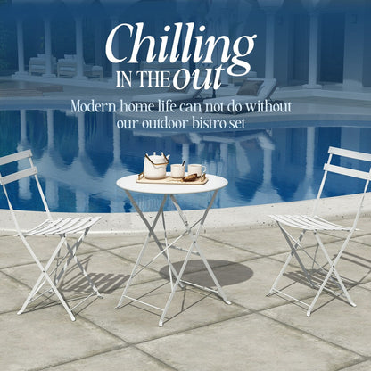 Set da bistrot pieghevole in acciaio da 3 pezzi Pyramid Home Decor