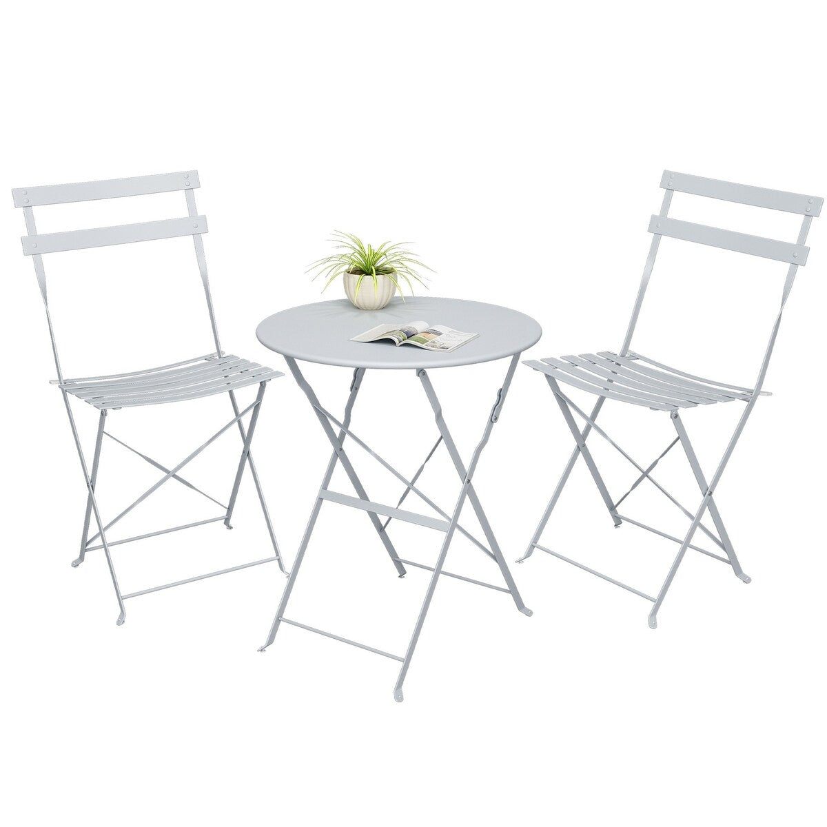 Set da bistrot pieghevole in acciaio da 3 pezzi Pyramid Home Decor
