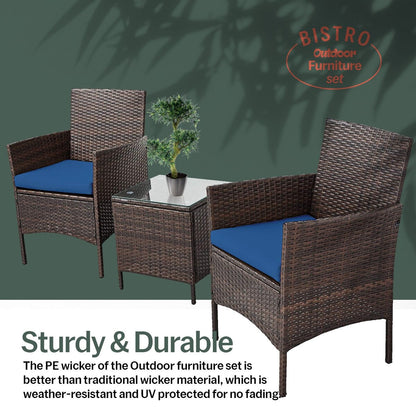 Set da bistrot da giardino in rattan da 3 pezzi Pyramid Home Decor