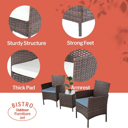 Set da bistrot da giardino in rattan da 3 pezzi Pyramid Home Decor