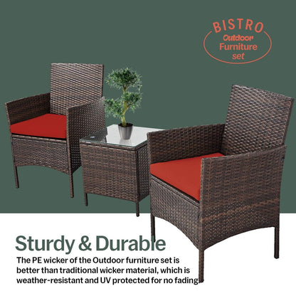 Set da bistrot da giardino in rattan da 3 pezzi Pyramid Home Decor