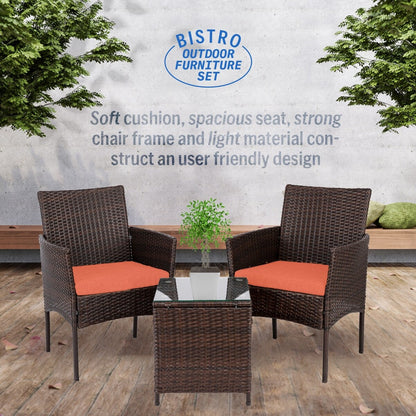 Set da bistrot da giardino in rattan da 3 pezzi Pyramid Home Decor