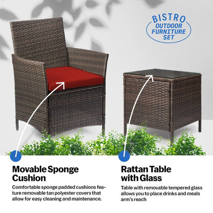 Set da bistrot da giardino in rattan da 3 pezzi Pyramid Home Decor