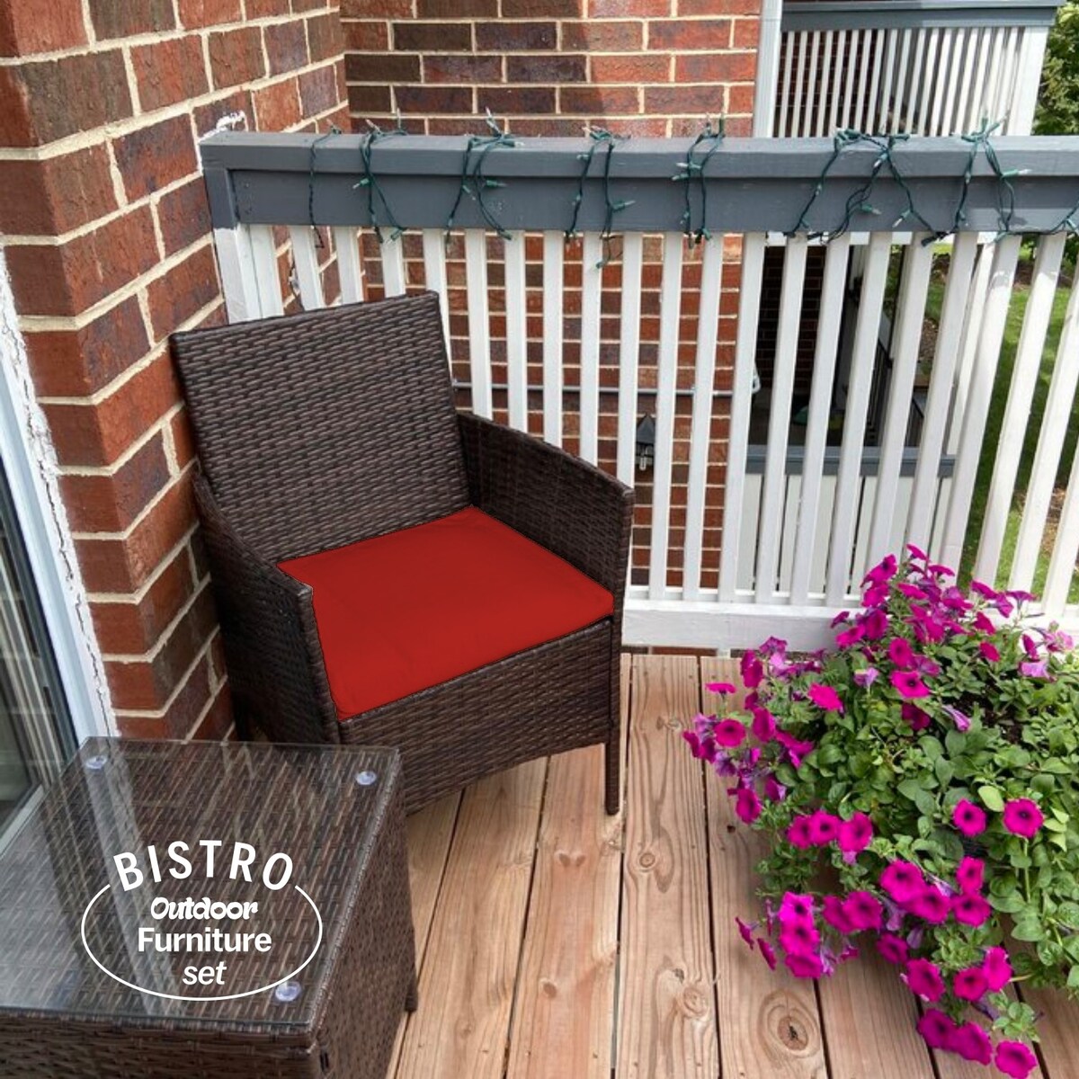 Set da bistrot da giardino in rattan da 3 pezzi Pyramid Home Decor