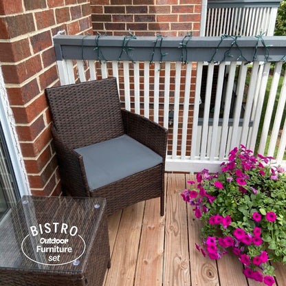 Set da bistrot da giardino in rattan da 3 pezzi Pyramid Home Decor