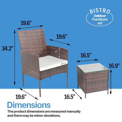 Set da bistrot da giardino in rattan da 3 pezzi Pyramid Home Decor