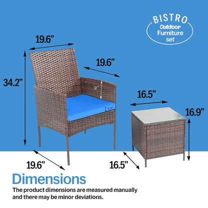 Set da bistrot da giardino in rattan da 3 pezzi Pyramid Home Decor