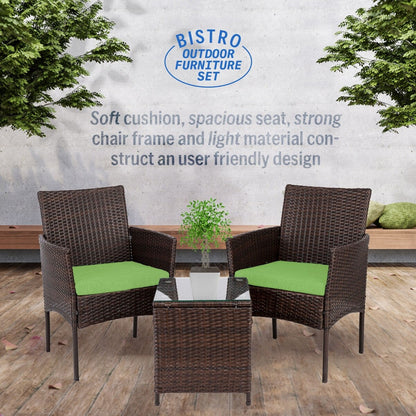 Set da bistrot da giardino in rattan da 3 pezzi Pyramid Home Decor