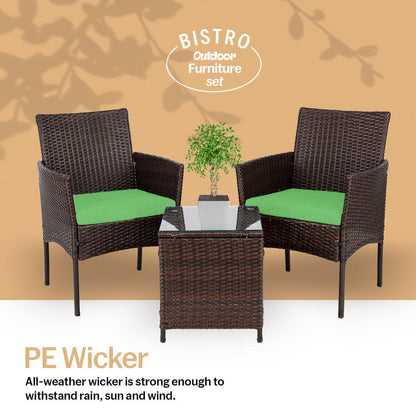Set da bistrot da giardino in rattan da 3 pezzi Pyramid Home Decor