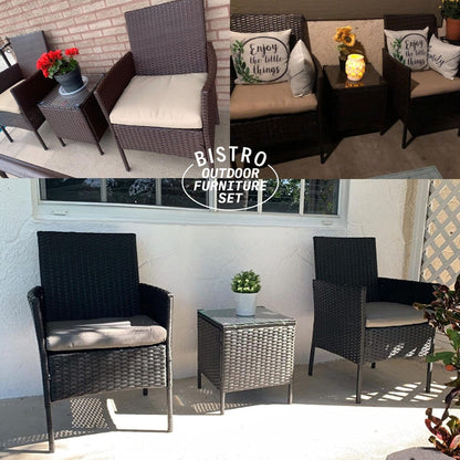 Set da bistrot da giardino in rattan da 3 pezzi Pyramid Home Decor