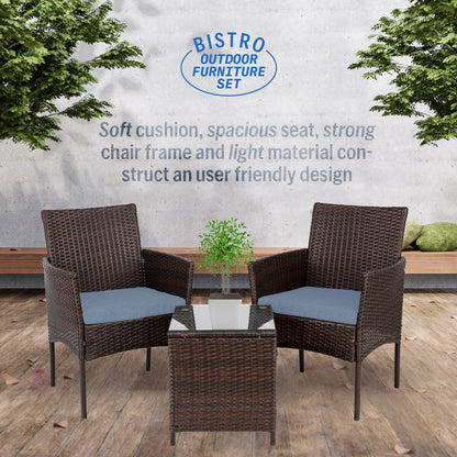 Set da bistrot da giardino in rattan da 3 pezzi Pyramid Home Decor