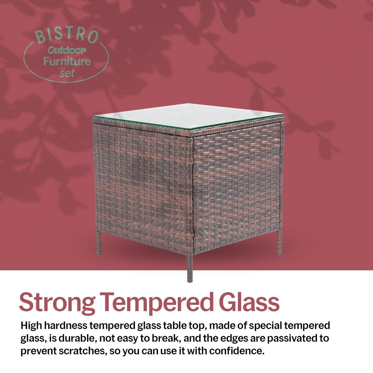 Set da bistrot da giardino in rattan da 3 pezzi Pyramid Home Decor