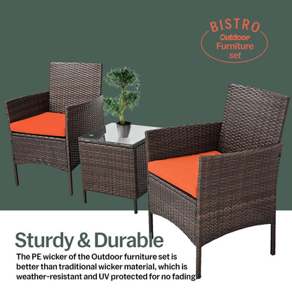 Set da bistrot da giardino in rattan da 3 pezzi Pyramid Home Decor