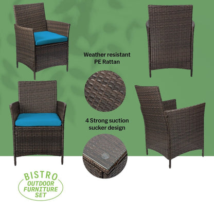 Set da bistrot da giardino in rattan da 3 pezzi Pyramid Home Decor