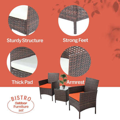 Set da bistrot da giardino in rattan da 3 pezzi Pyramid Home Decor