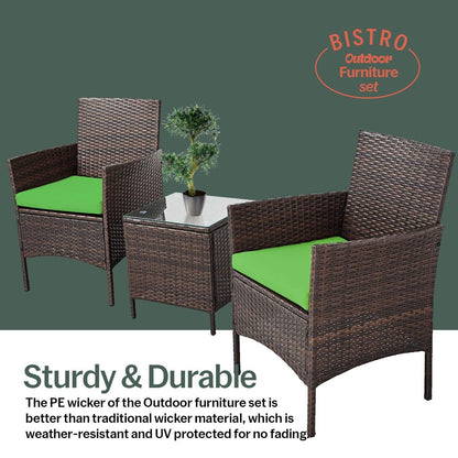 Set da bistrot da giardino in rattan da 3 pezzi Pyramid Home Decor