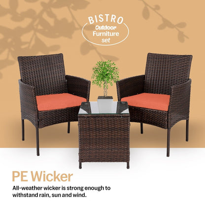 Set da bistrot da giardino in rattan da 3 pezzi Pyramid Home Decor