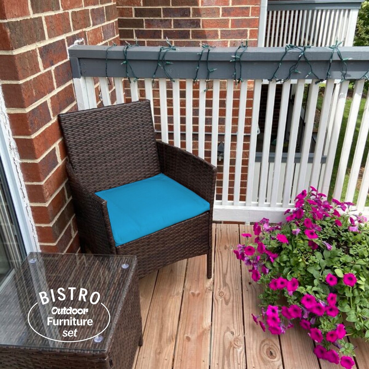 Set da bistrot da giardino in rattan da 3 pezzi Pyramid Home Decor