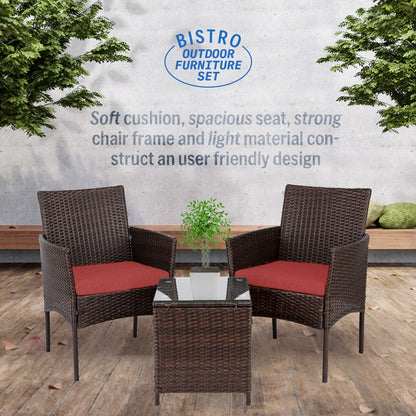 Set da bistrot da giardino in rattan da 3 pezzi Pyramid Home Decor