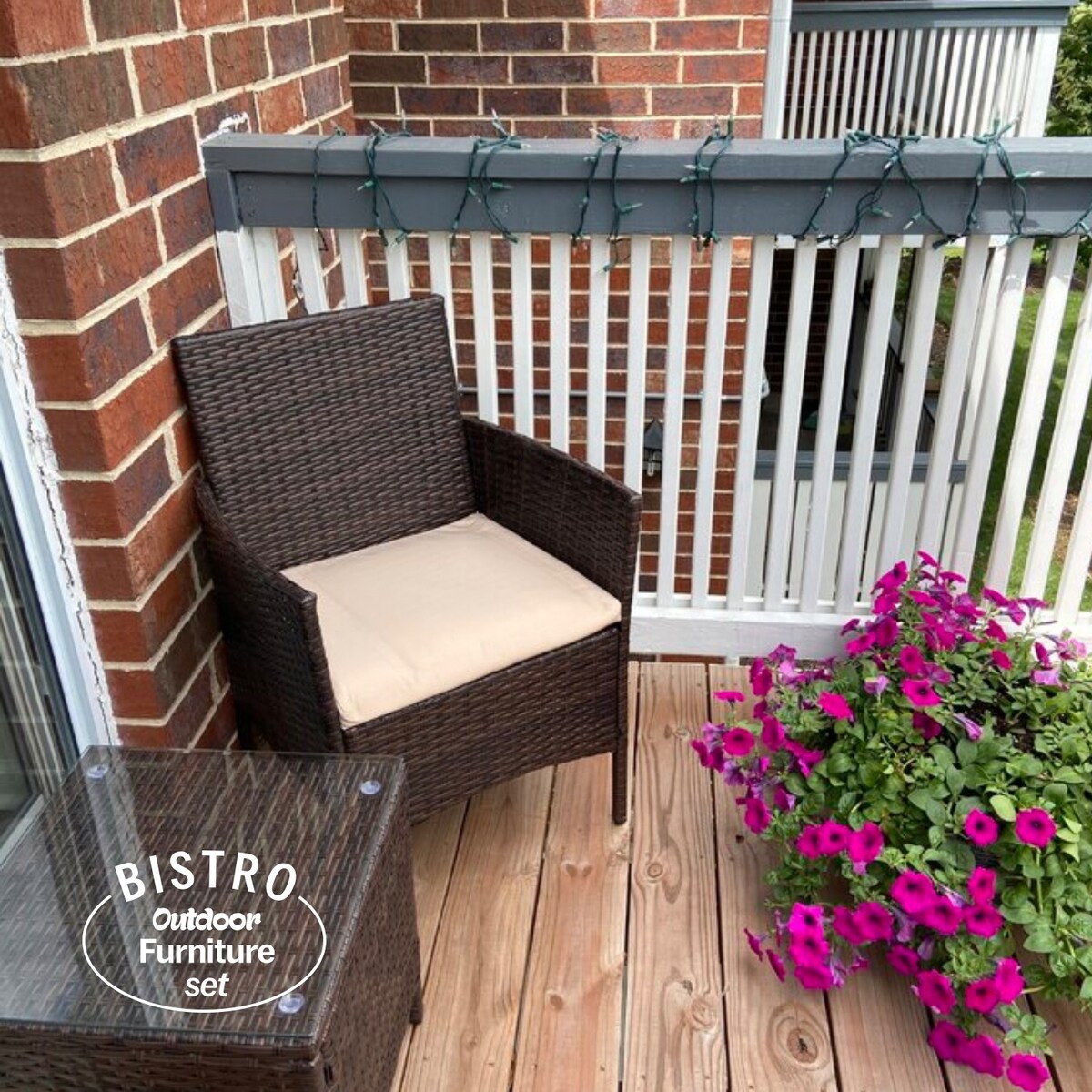 Set da bistrot da giardino in rattan da 3 pezzi Pyramid Home Decor