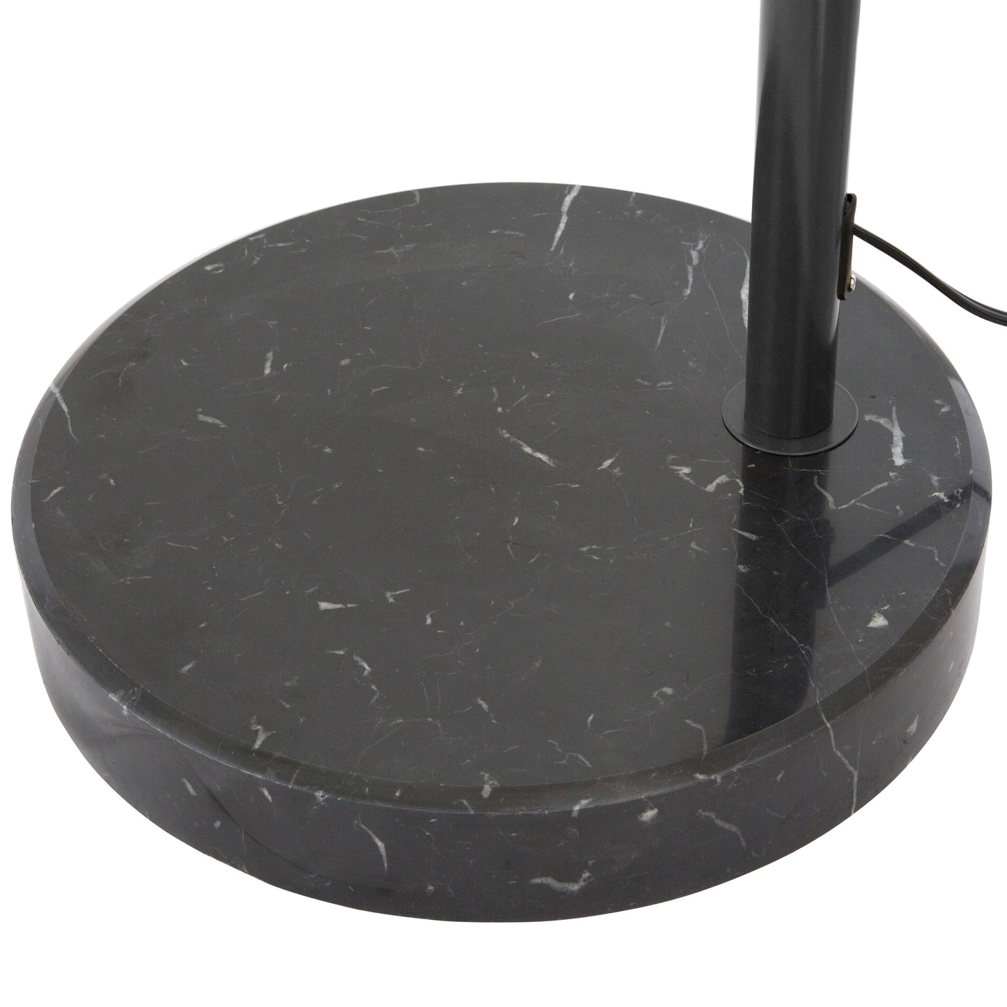 Lampada da terra ad arco regolabile in acciaio Q-Max 81 con paralume extra large e base in marmo