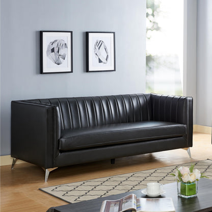 Elegante set di divani Q-Max con schienale plissettato e gambe in metallo angolate