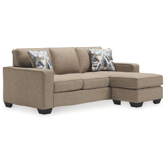 Divano Qien Chaise Longue, 2 cuscini decorativi, Driftwood Marrone Poliestere 85 pollici