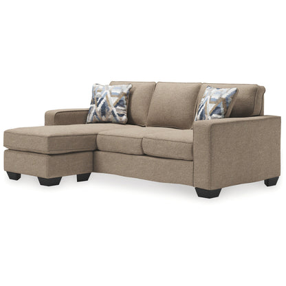 Divano Qien Chaise Longue, 2 cuscini decorativi, Driftwood Marrone Poliestere 85 pollici