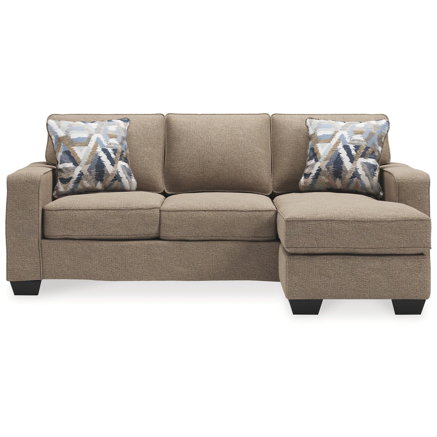 Divano Qien Chaise Longue, 2 cuscini decorativi, Driftwood Marrone Poliestere 85 pollici