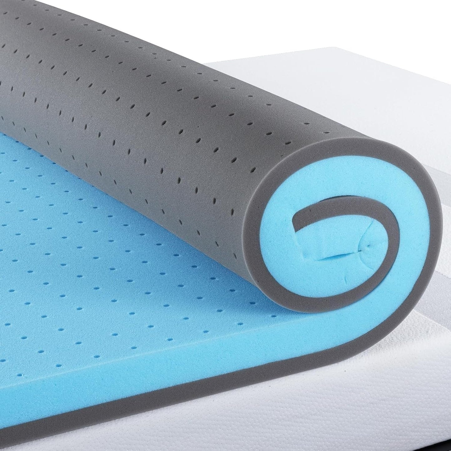 Coprimaterasso matrimoniale, coprimaterasso in memory foam con infusione di gel da 3 pollici, coprimaterasso rinfrescante per alleviare la pressione e il mal di schiena