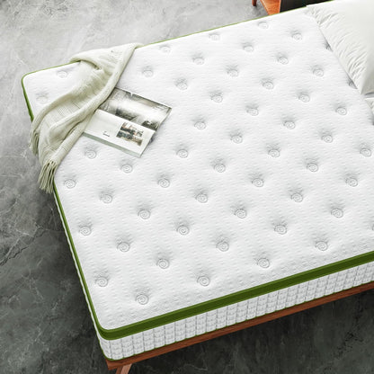 Materasso Queen, materasso ibrido da 14 pollici in una scatola con memory foam in gel e molle insacchettate, sollievo dalla pressione e isolamento del movimento