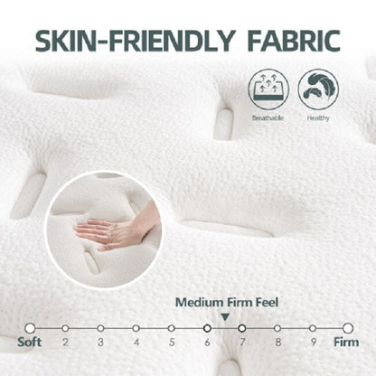 Materasso Queen, materasso ibrido da 10 pollici con parte superiore stretta, materasso a molle insacchettate in memory foam, supporto per il sonno e sollievo dalla pressione