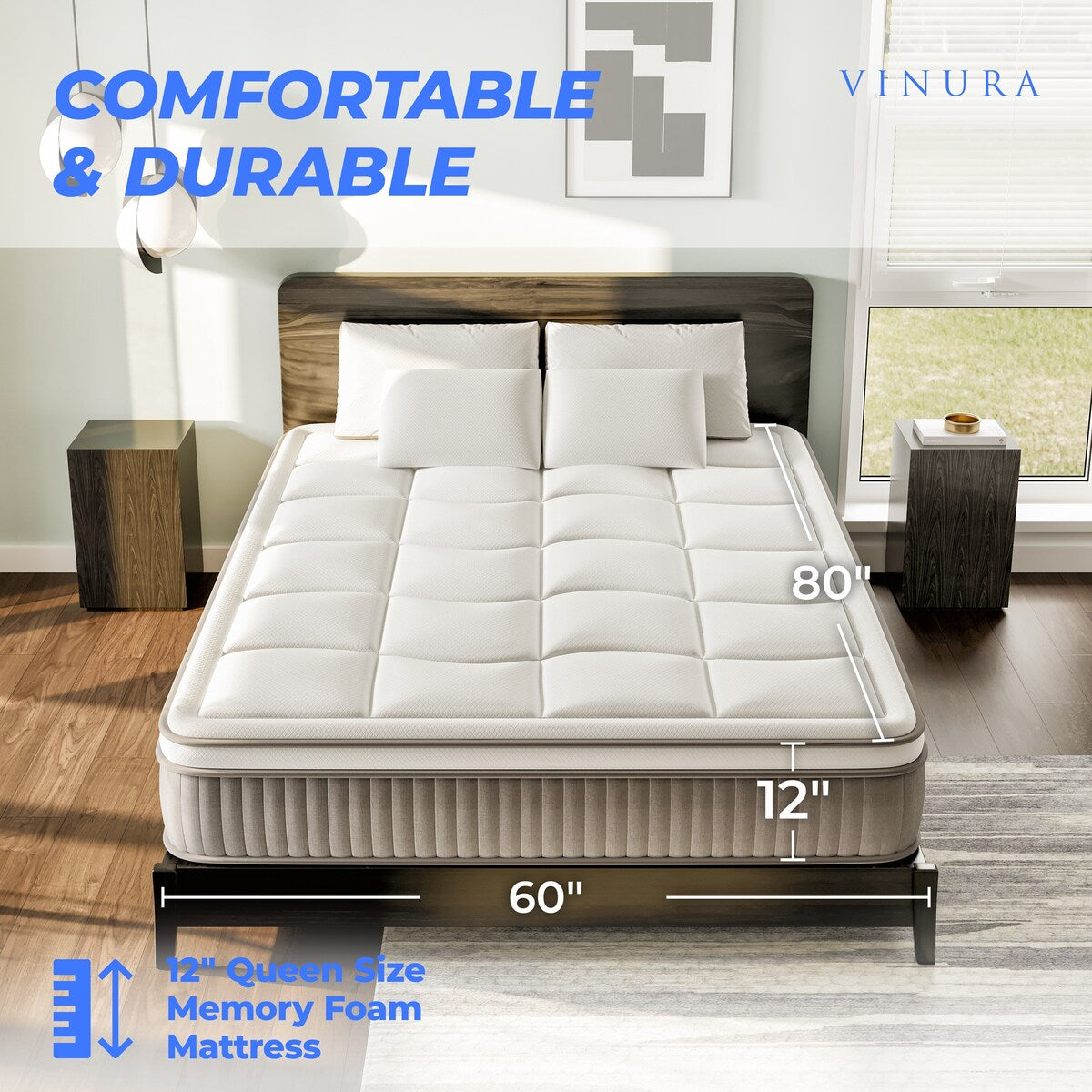 Materasso Queen Size con gel rinfrescante - Memory Foam 12 pollici