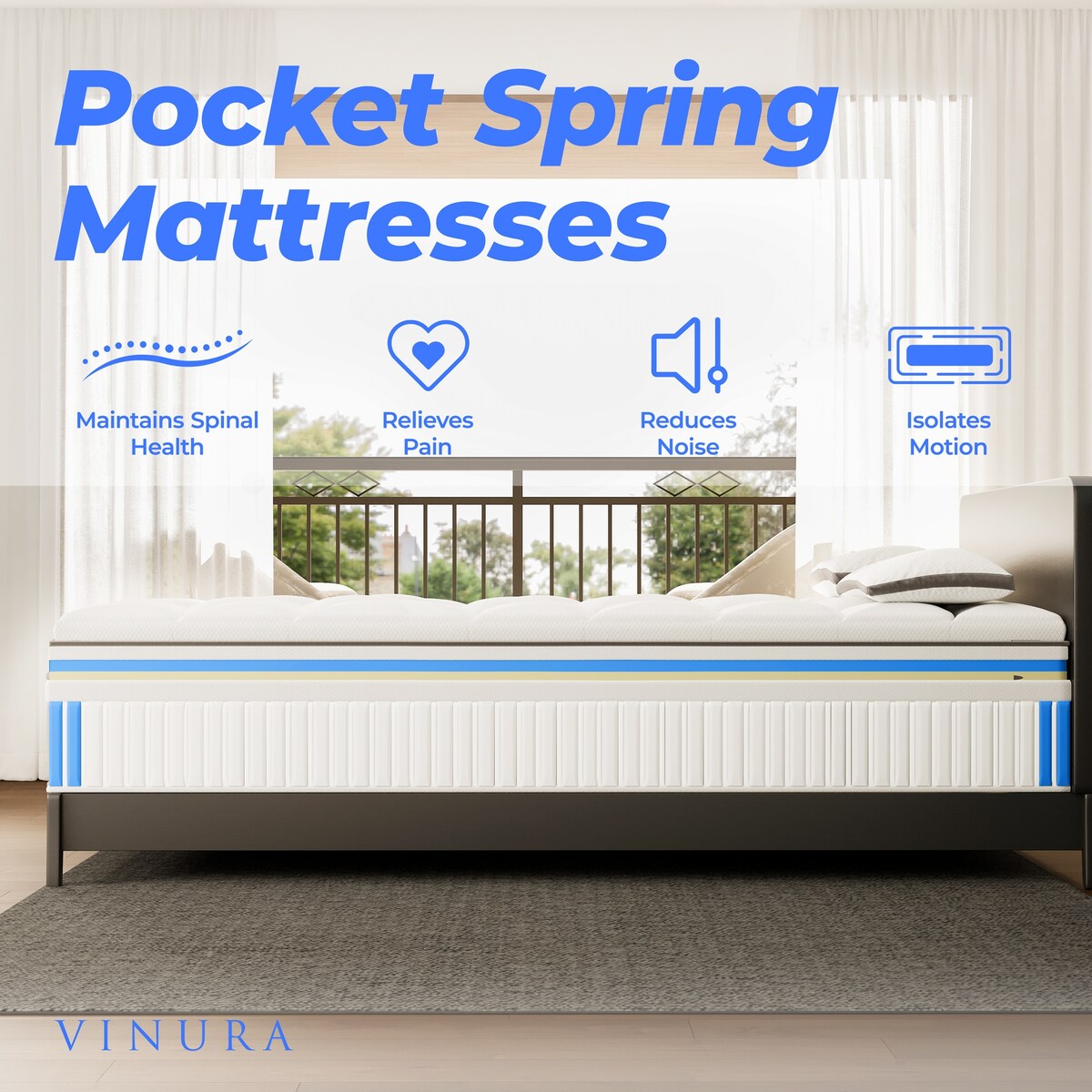 Materasso Queen Size con gel rinfrescante - Memory Foam 12 pollici