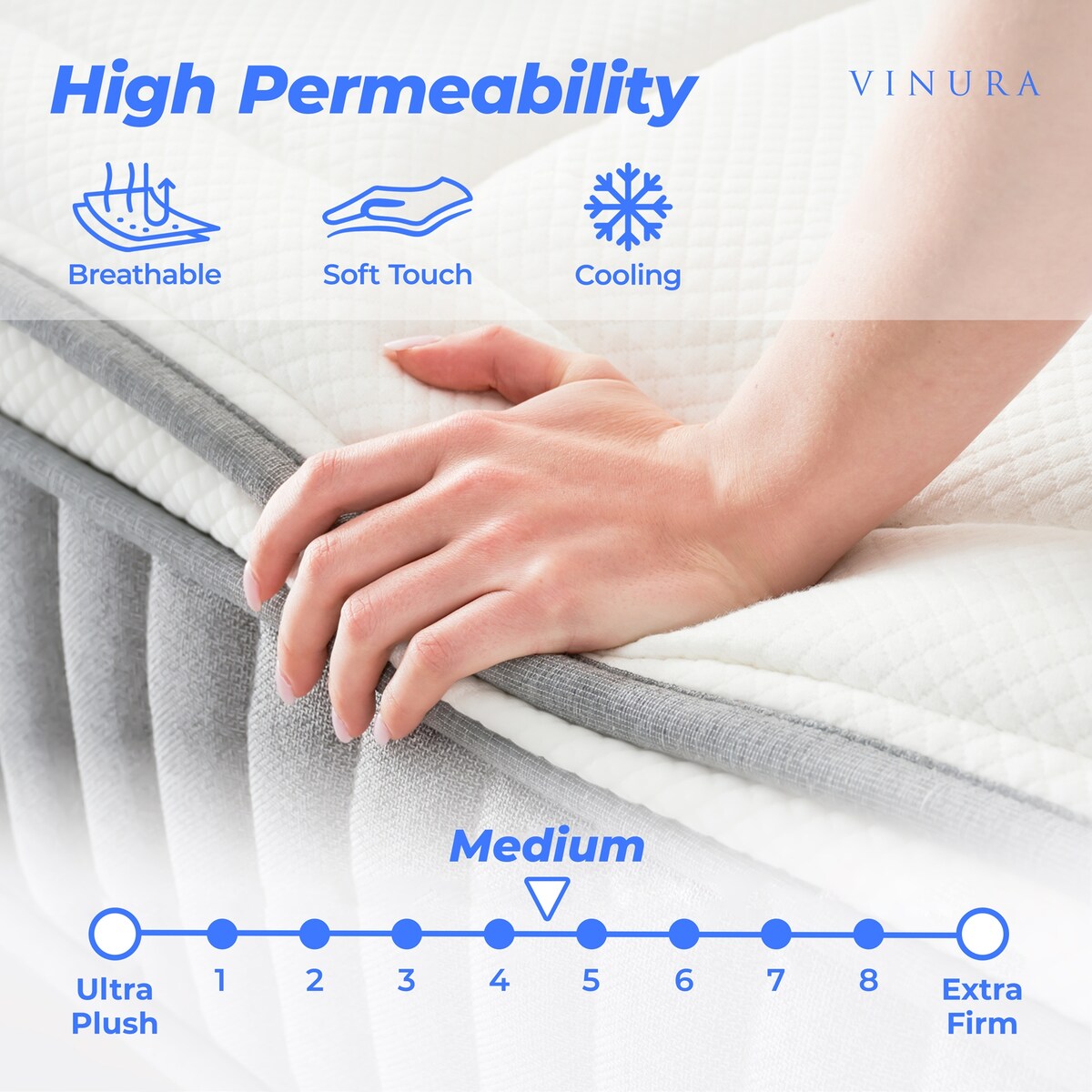 Materasso Queen Size con tessuto bianco - Memory Foam 12 pollici