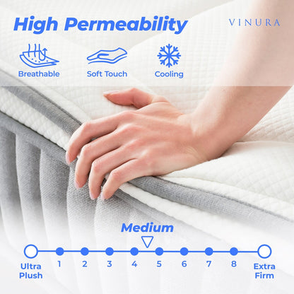 Materasso Queen Size con tessuto bianco - Memory Foam 12 pollici