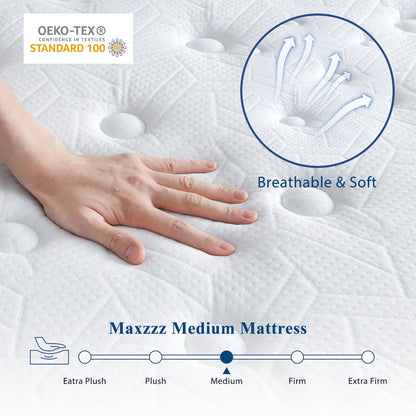 Materasso Queen Size, materassi ibridi Queen da 10 pollici in una scatola, sollievo dalla pressione e supporto, memory foam rinfrescante e molle insacchettate