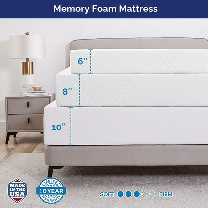 Materasso Queen da 12 pollici in memory foam gel, sensazione media, ipoallergenico, traspirante, in una scatola