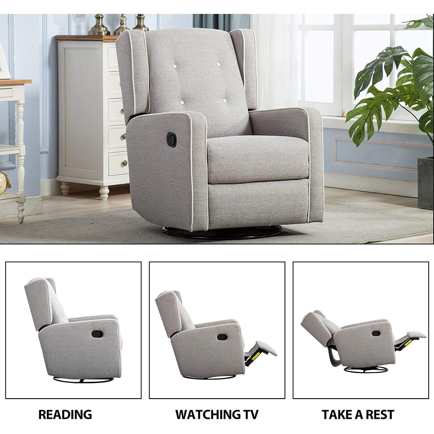 Poltrona reclinabile girevole da corsa, set da due posti