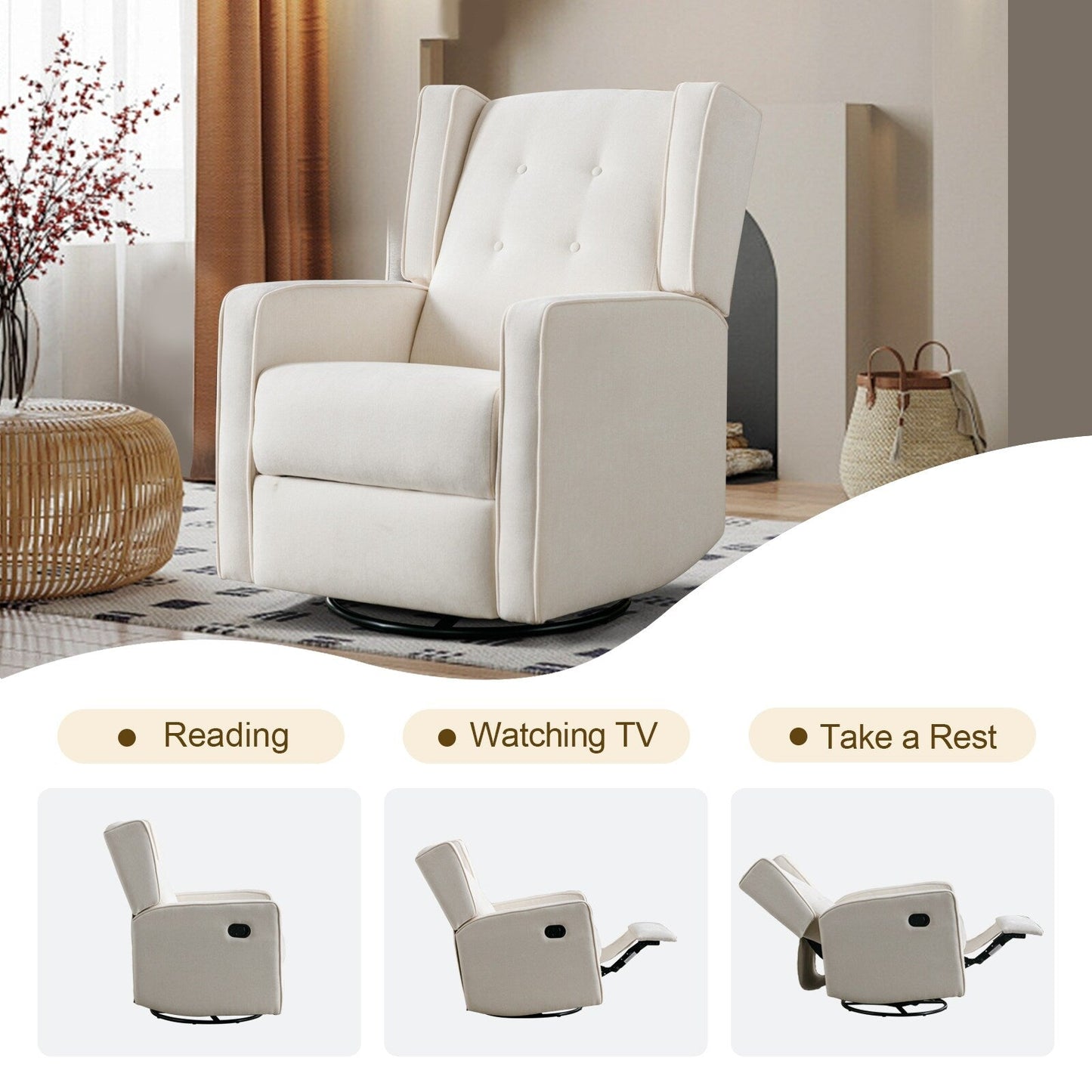 Poltrona reclinabile girevole da corsa, set da due posti