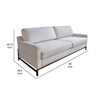 Divano Raed, 2 cuscini lombari, 89 pollici, legno massello, nero, poliestere beige