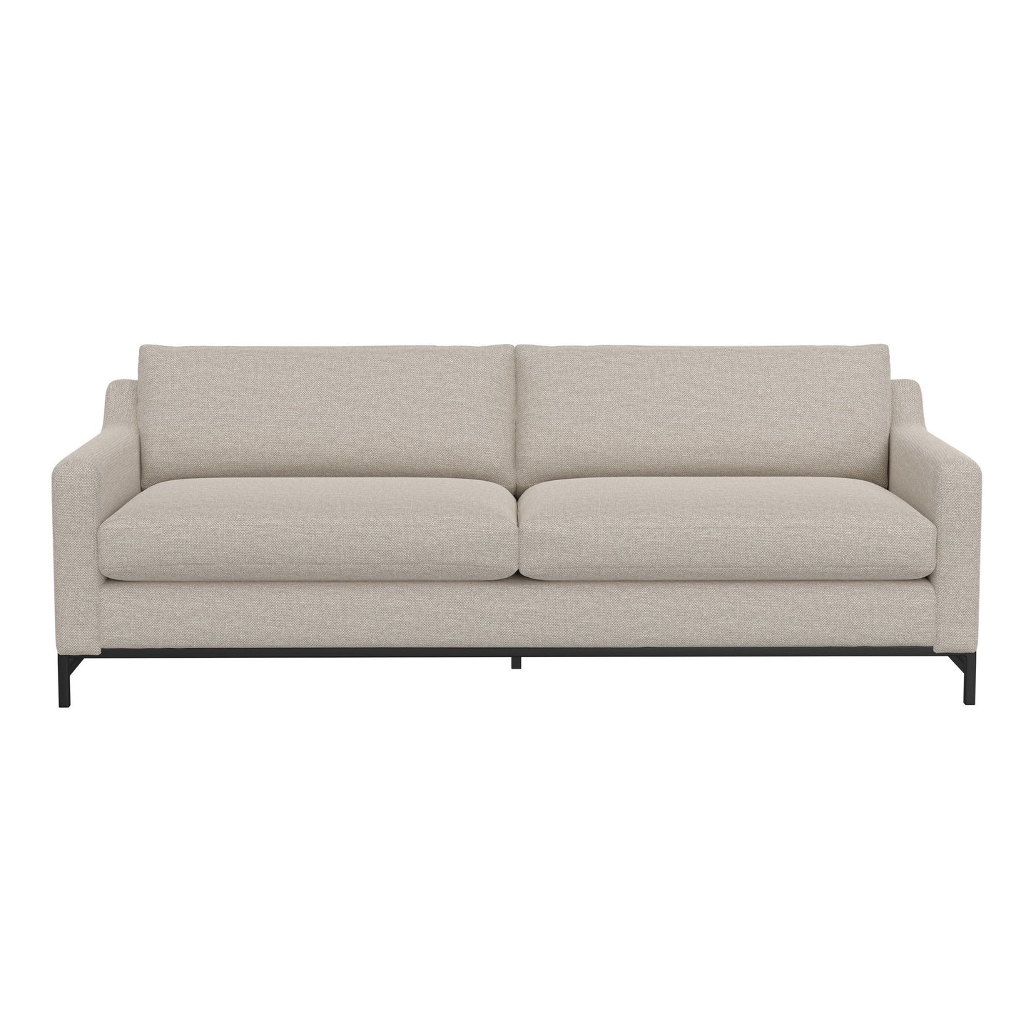 Divano Raed, 2 cuscini lombari, 89 pollici, legno massello, nero, poliestere beige