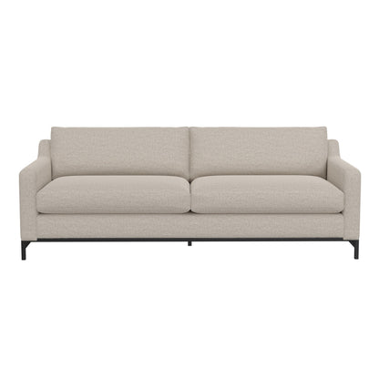 Divano Raed, 2 cuscini lombari, 89 pollici, legno massello, nero, poliestere beige