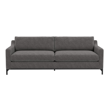 Divano Raed, 2 cuscini lombari, 89 pollici, legno massello, nero, poliestere grigio