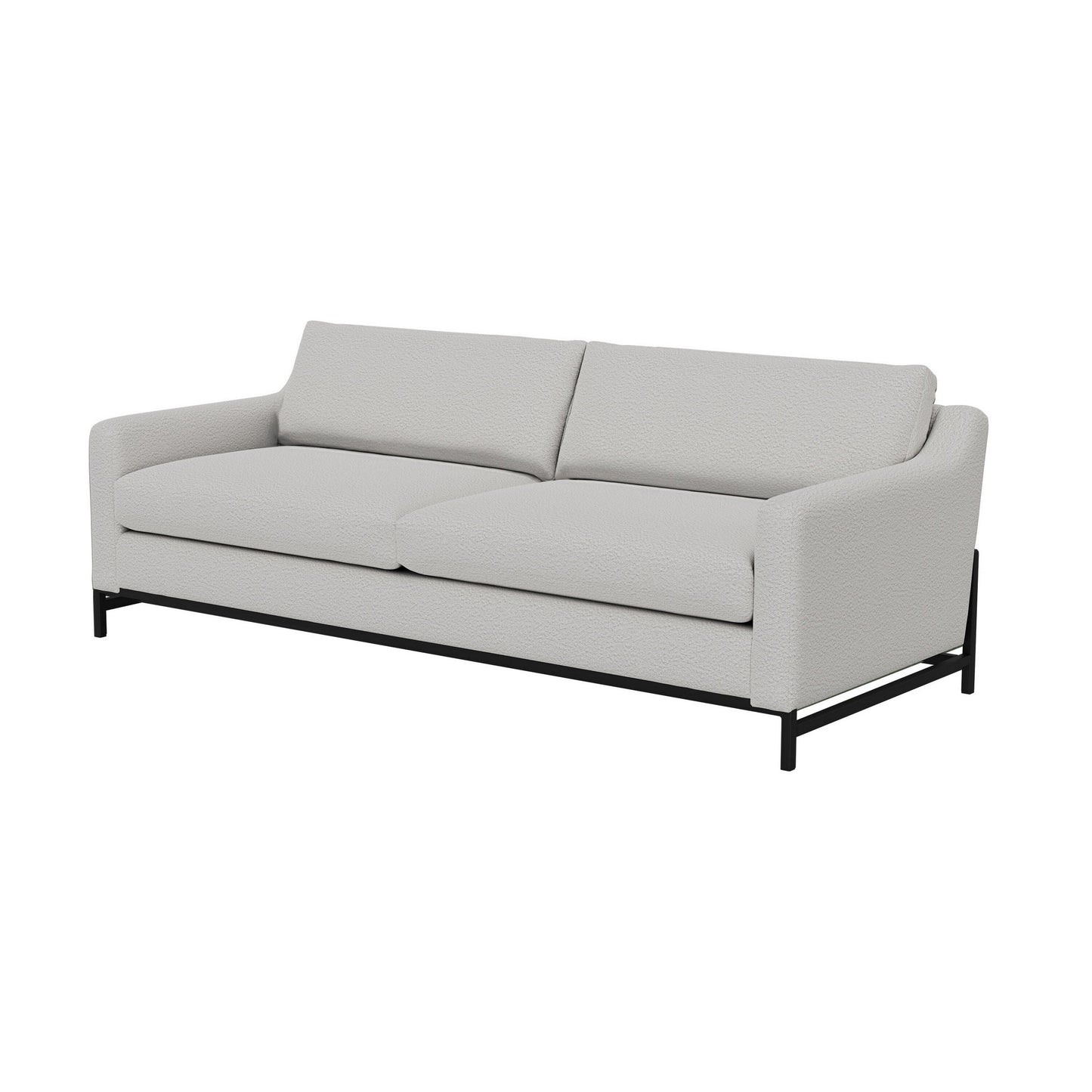 Divano Raed, 2 cuscini lombari, 89 pollici, legno massello, nero, poliestere avorio