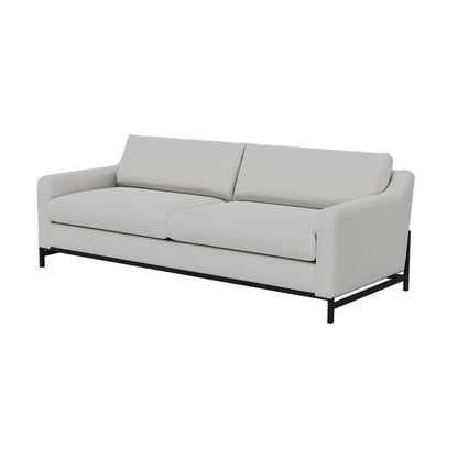 Divano Raed, 2 cuscini lombari, 89 pollici, legno massello, nero, poliestere avorio