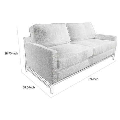 Divano Raed, 2 cuscini lombari, 89 pollici, legno massello, nero, poliestere avorio