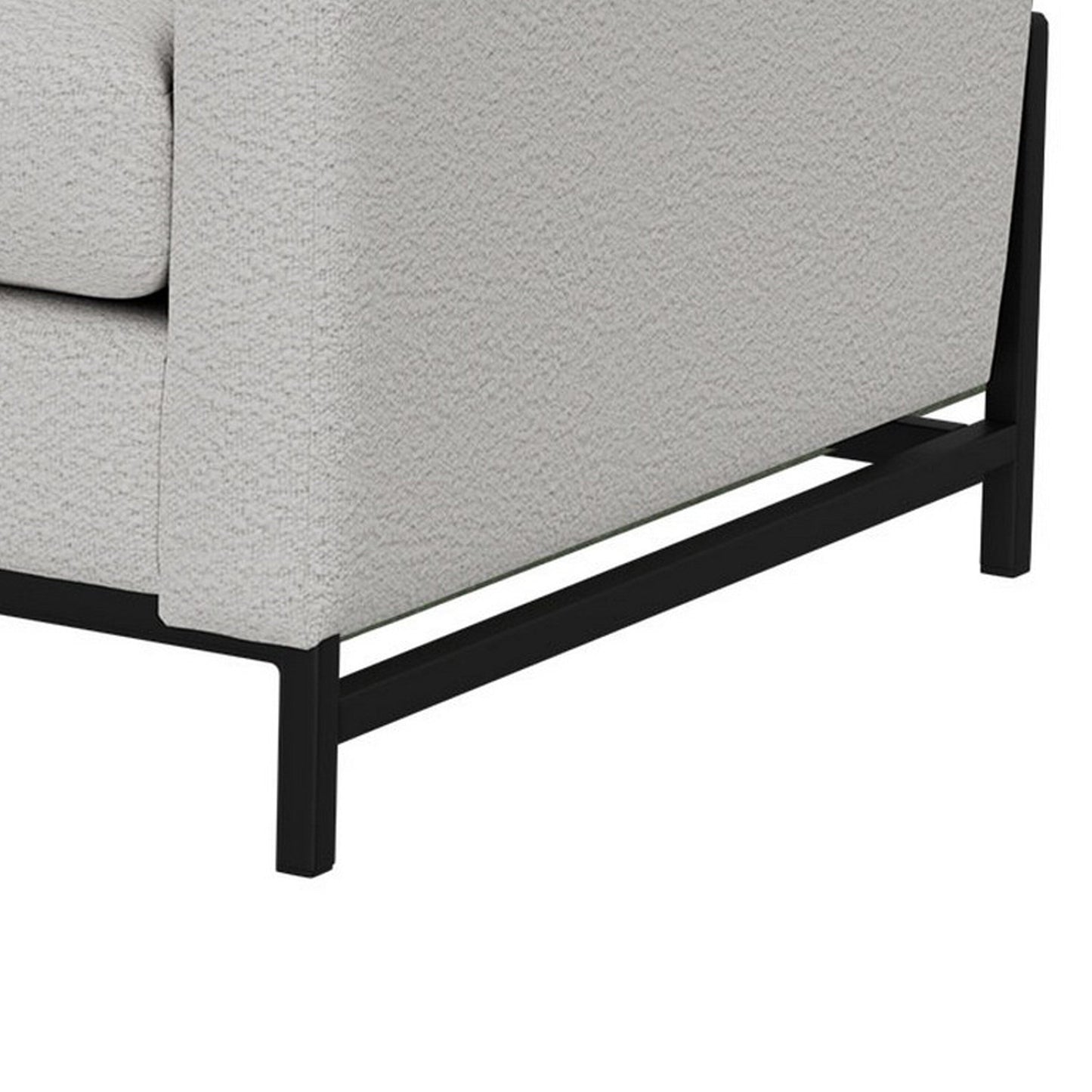 Divano Raed, 2 cuscini lombari, 89 pollici, legno massello, nero, poliestere avorio