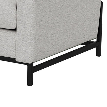 Divano Raed, 2 cuscini lombari, 89 pollici, legno massello, nero, poliestere avorio