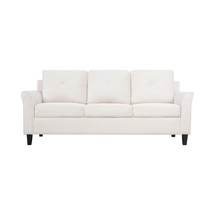 Divano imbottito con bottoni Raelynn, divano moderno ed economico - Divano in microfibra per piccoli spazi, soggiorno, camera da letto